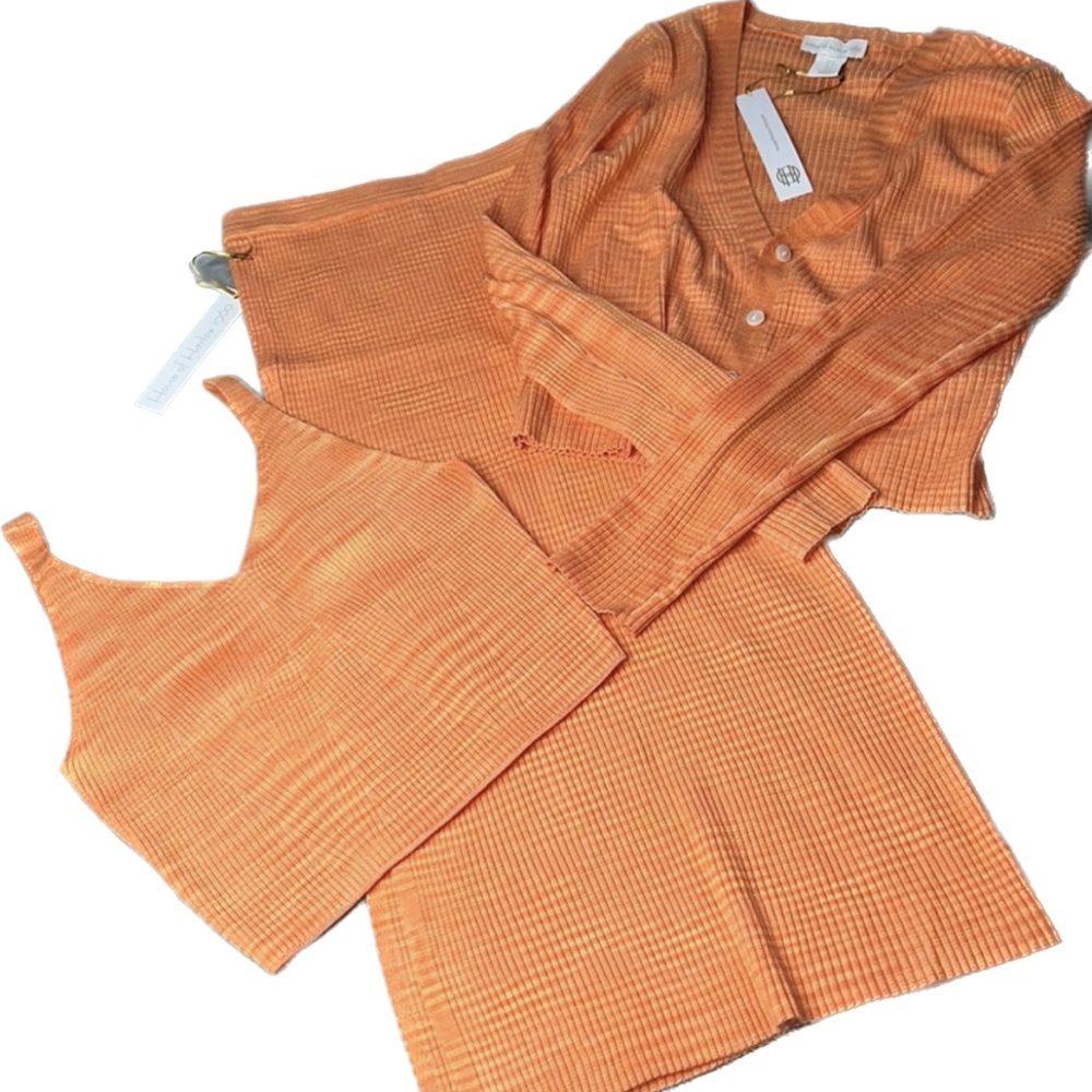 🎉Host Pick🎉 3 Pc Bundle NWT House Of Harlow 1960 Orange Ribbed Set - Picture 1 of 10